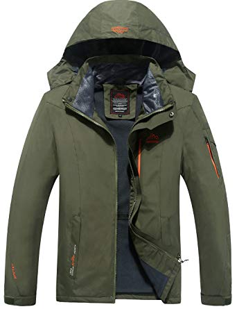 CUKKE Men's Hooded Softshell Insulated Rain Jacket Waterproof Fleece Lined Sportswear